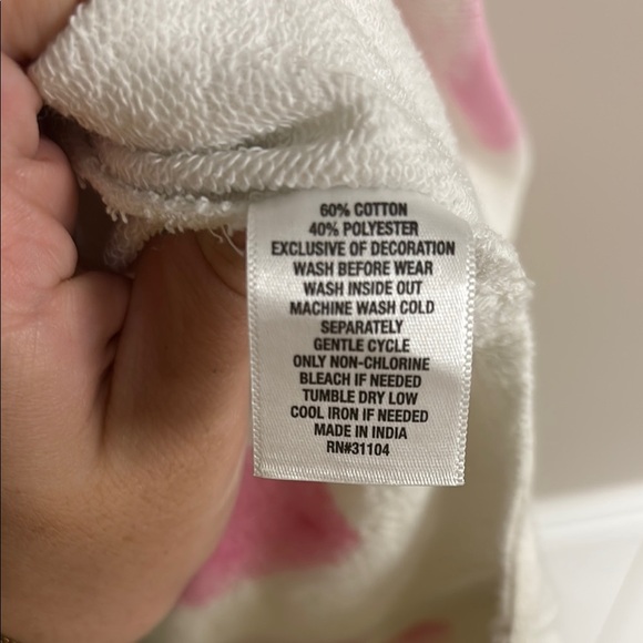 White and Pink Tie-Dye Sweatshirt with Crew Neck - Picture 4 of 5